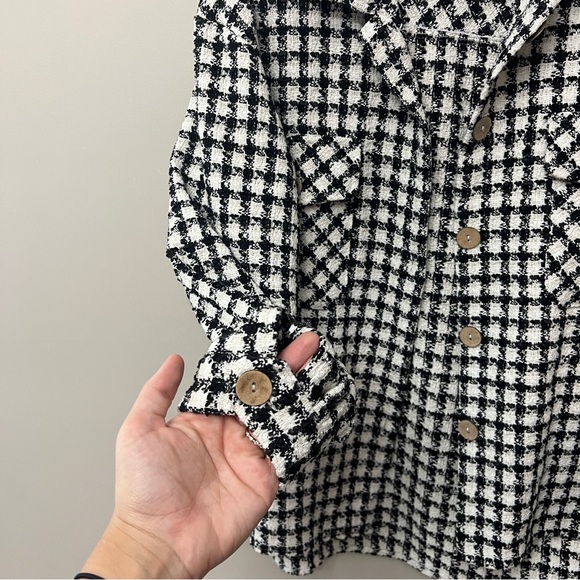 NWOT- Fall Checkered Black and White Blazer Jacket - Size Large - Picture 4 of 6